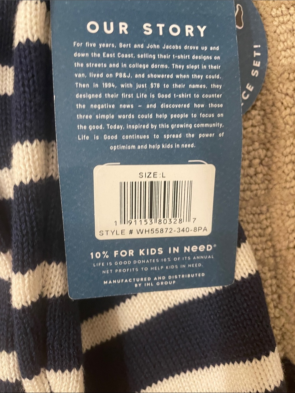 Life Is Good Navy & White Striped Sweater Top and Shorts - Picture 2 of 3